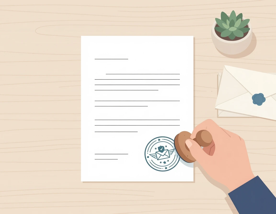 우체국 소인이 찍히는 공식적인 내용증명 문서 일러스트