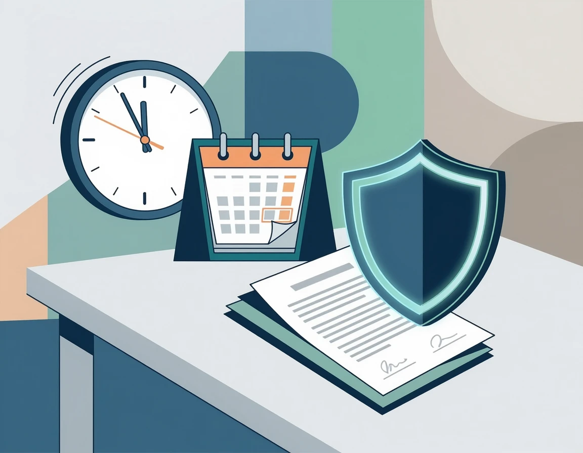 전입신고 다음 날 0시에 대항력이 발생함을 알리는 달력과 시계 일러스트