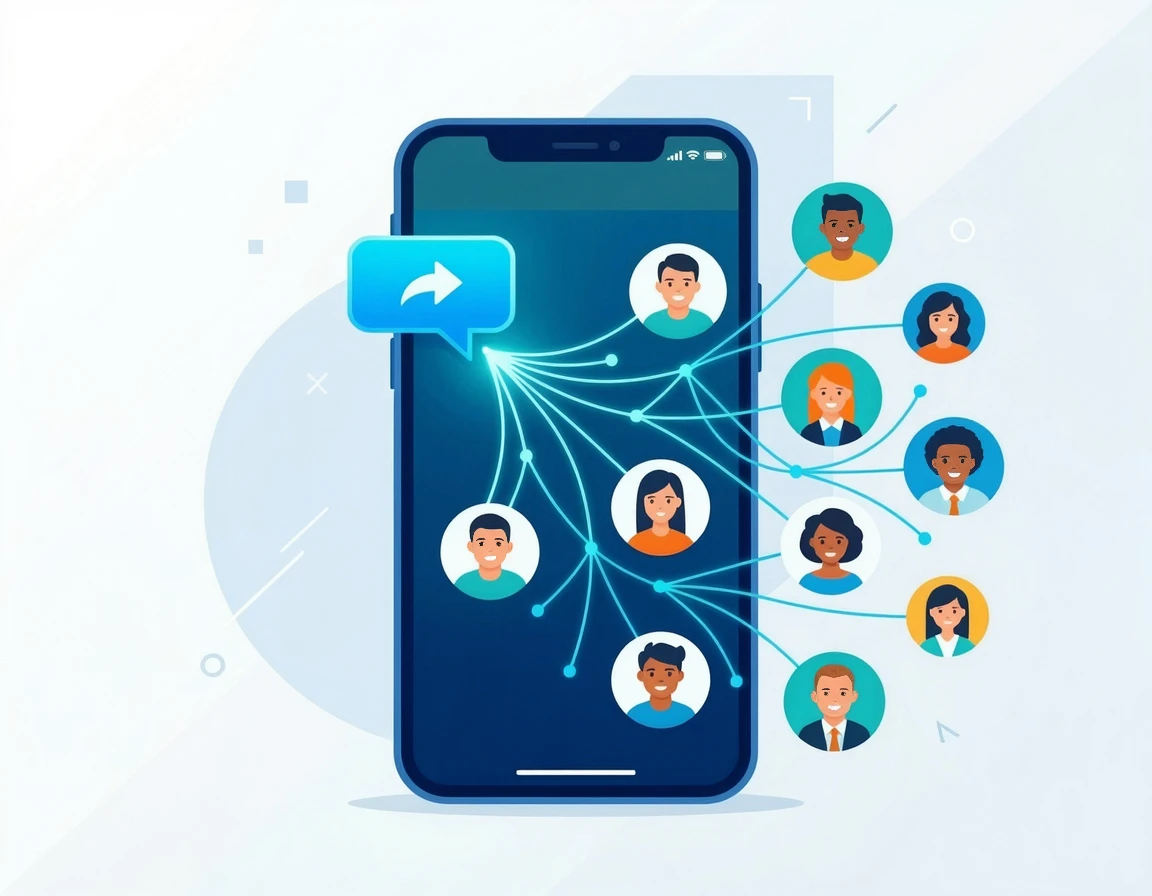 메신저 대화가 여러 사람에게 퍼져나가는 모습