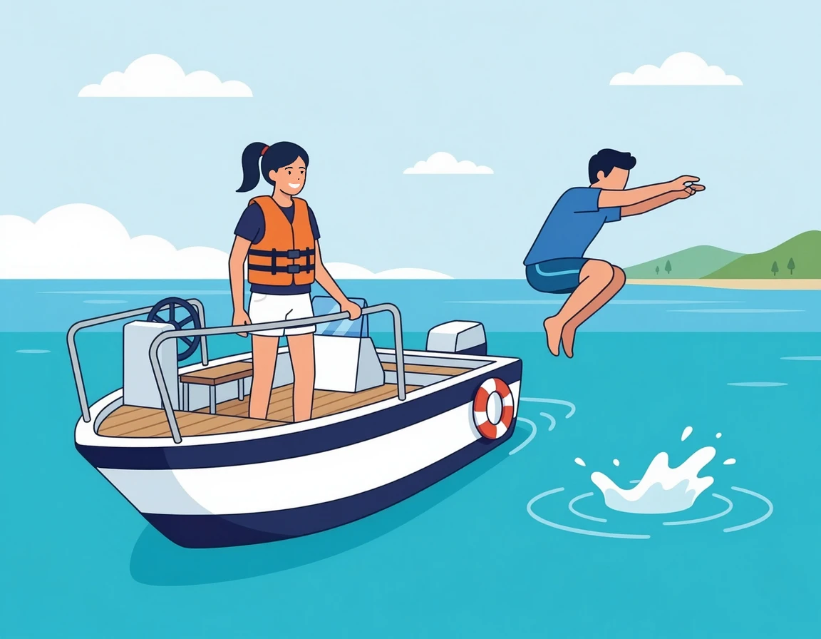 한정승인과 상속포기의 차이를 배와 구명조끼로 표현한 일러스트