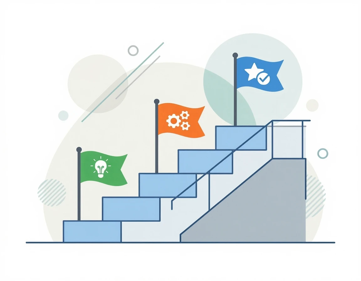 1심, 2심, 3심을 상징하는 3단계 계단 일러스트