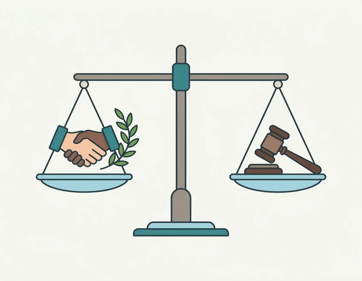 협의 이혼과 소송 이혼을 비교하는 저울 일러스트