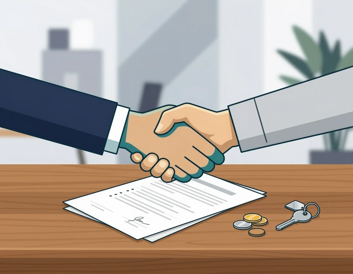 임대인과 임차인의 원만한 합의와 이사비 지급 일러스트