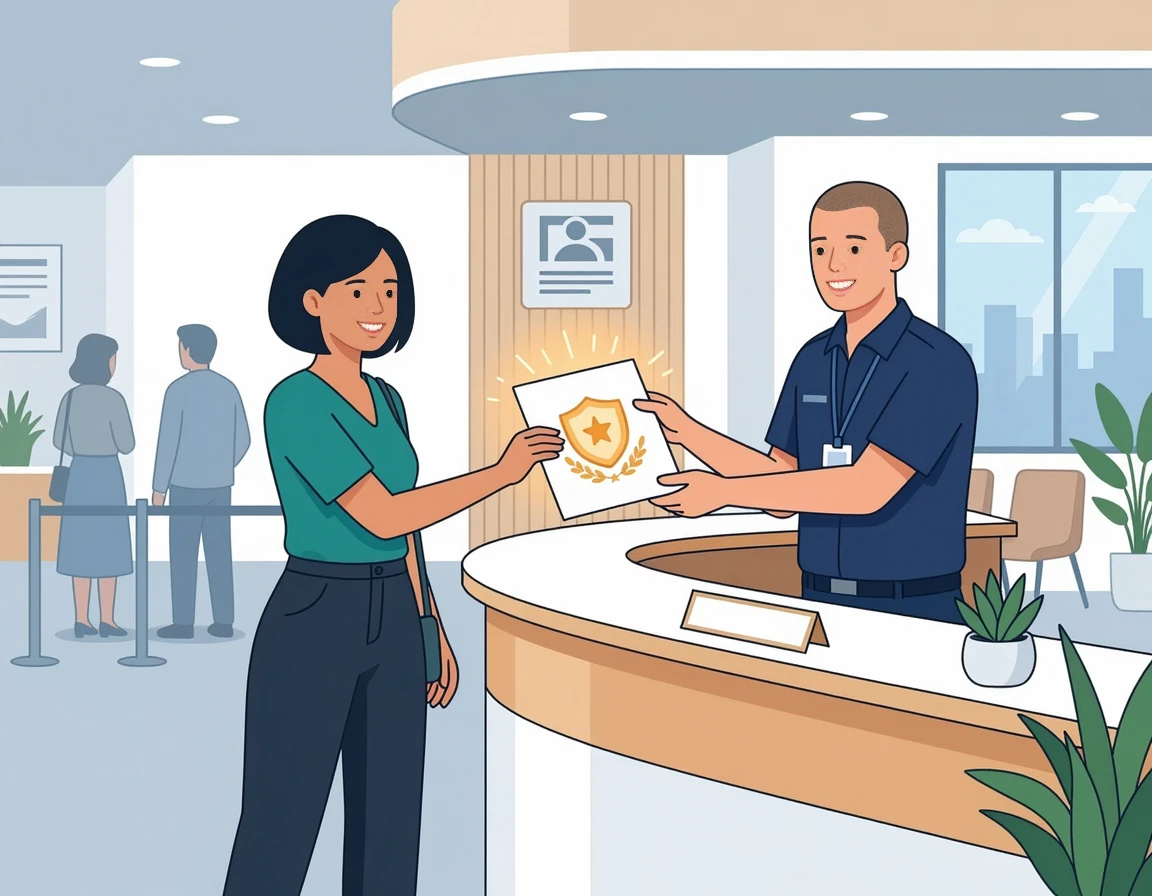 주민센터에서 전입세대 열람 내역서를 발급받는 모습