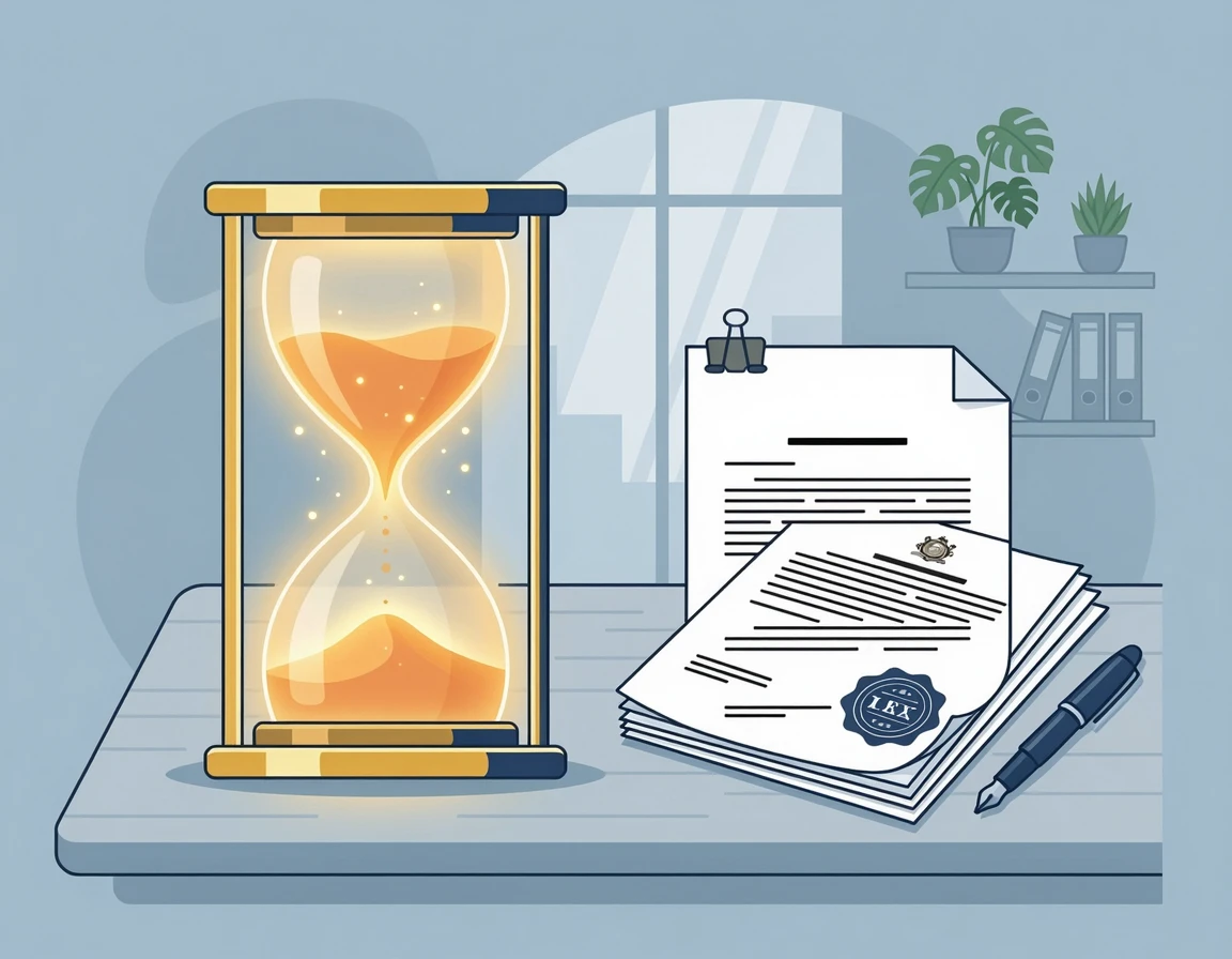 3개월의 구제신청 골든타임을 상징하는 모래시계 일러스트