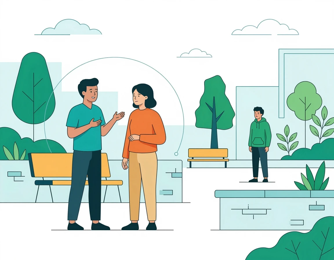 대화 당사자와 제3자를 구분하는 개념 일러스트